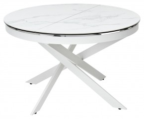 Стол TRENTO 120 HIGH GLOSS STATUARIO Белый мрамор глянцевый, керамика/ белый каркас, ®DISAUR в Ишиме - ishim.mebel24.online | фото 1