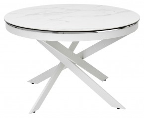 Стол TRENTO 120 HIGH GLOSS STATUARIO Белый мрамор глянцевый, керамика/ белый каркас, ®DISAUR в Ишиме - ishim.mebel24.online | фото 2