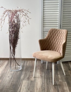 Стул HERMAN 360 град. БЕЖЕВЫЙ #5, велюр / белый каркас М-City в Ишиме - ishim.mebel24.online | фото 3