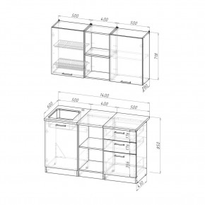 ТОМИЛЛА Кухонный гарнитур Медиум 4 (1400 мм ) в Ишиме - ishim.mebel24.online | фото 2