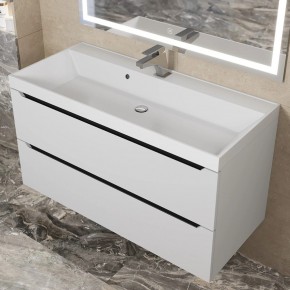 Тумба под раковину Uperwood Tanos 100 см, подвесная, белая/графит в Ишиме - ishim.mebel24.online | фото 10