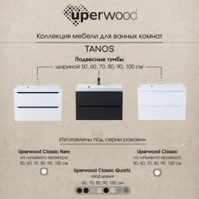 Тумба под раковину Uperwood Tanos 100 см, подвесная, белая/графит в Ишиме - ishim.mebel24.online | фото 12