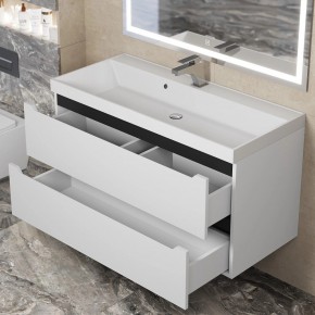Тумба под раковину Uperwood Tanos 100 см, подвесная, белая/графит в Ишиме - ishim.mebel24.online | фото 9