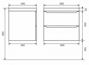 Тумба под раковину Uperwood Tanos 60 см, подвесная, белая/графит в Ишиме - ishim.mebel24.online | фото 6