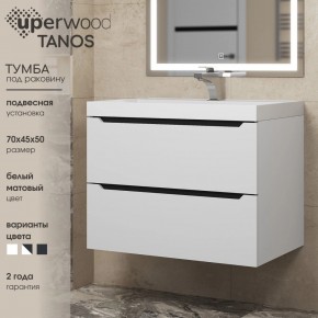 Тумба под раковину Uperwood Tanos 70 см, подвесная, белая/графит в Ишиме - ishim.mebel24.online | фото 3