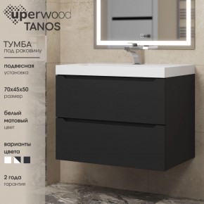 Тумба под раковину Uperwood Tanos 70 см, подвесная, черная матовая в Ишиме - ishim.mebel24.online | фото 3