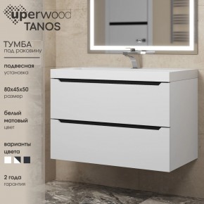Тумба под раковину Uperwood Tanos 80 см, подвесная, белая/графит в Ишиме - ishim.mebel24.online | фото 3