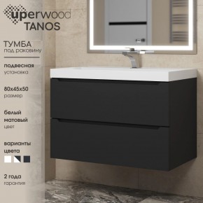 Тумба под раковину Uperwood Tanos 80 см, подвесная, черная матовая в Ишиме - ishim.mebel24.online | фото 3