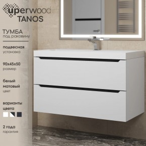 Тумба под раковину Uperwood Tanos 90 см, подвесная, белая/графит в Ишиме - ishim.mebel24.online | фото 3