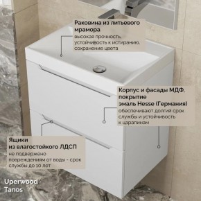 Тумба с раковиной Uperwood Tanos 50 см, подвесная, белая матовая в Ишиме - ishim.mebel24.online | фото 6