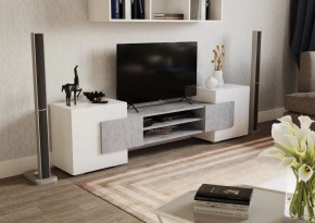 Тумба ТВ 03 (Белый глянец/Цемент светлый) в Ишиме - ishim.mebel24.online | фото