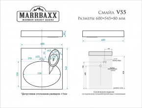 Умывальник над стиральной машиной (600*545*80) Смайл V55D1 (белый) с кронштейном без сифона (V55D1) в Ишиме - ishim.mebel24.online | фото 2